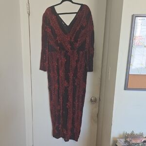 SHEIN Black and Red Long Sleeve Dress